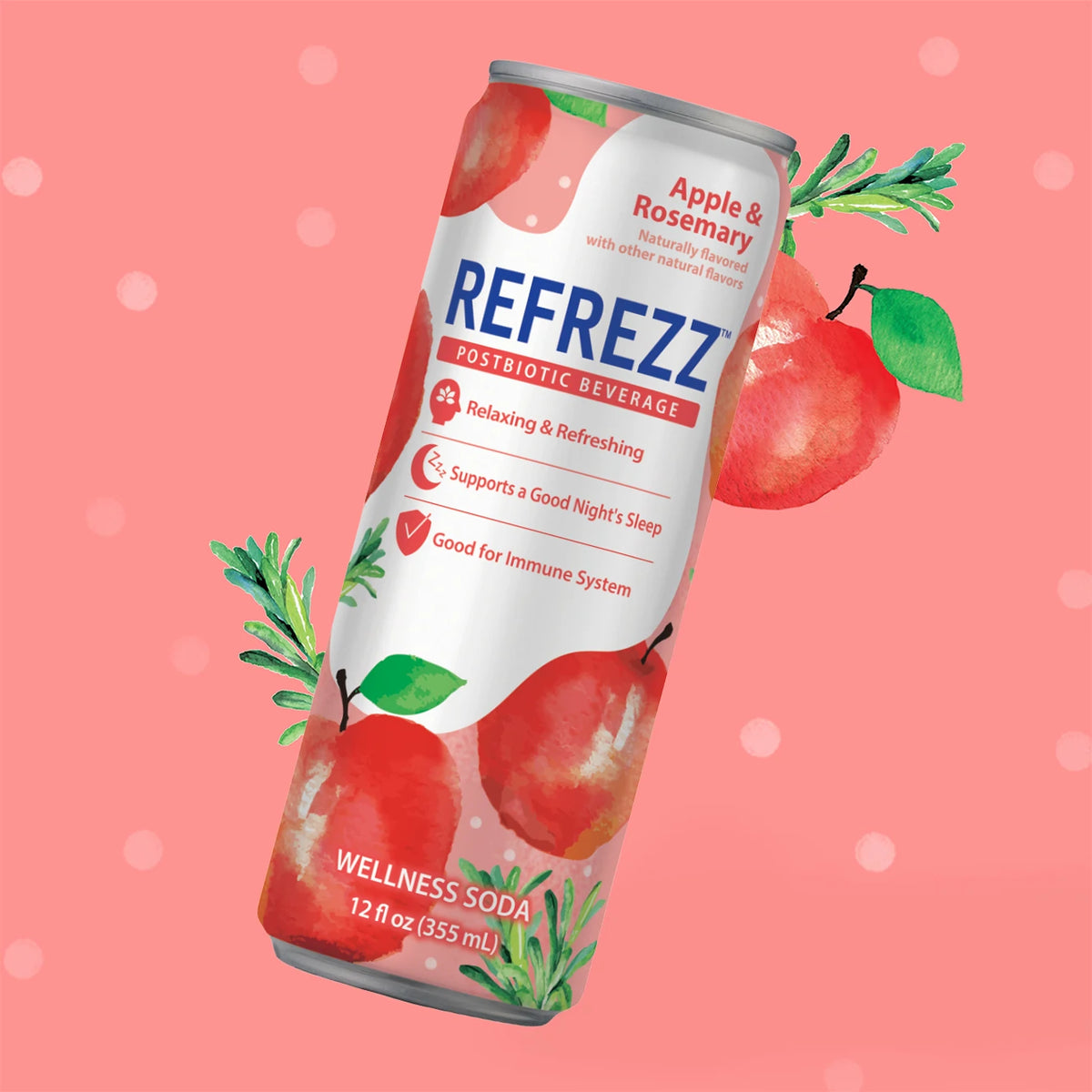Postbiotic Wellness Soda - Apple Rosemary | Refrezz – REFREZZ